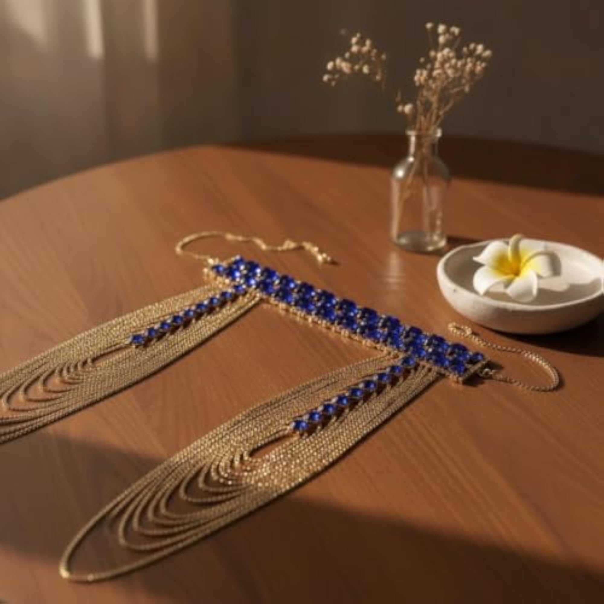 Shoulder Chain with Blue Stones, Body Jewelry
