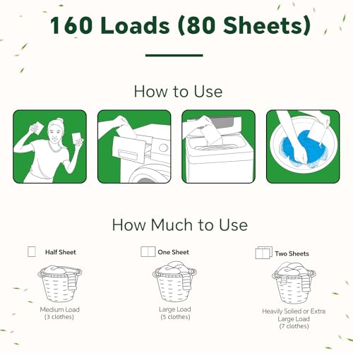 Image of Laundry Detergent Sheets for All Washing Machine Traveling Dorm Life Save Space - Fragrance Free, Ultra-concentrated, Plastic-free, Tear-off, easy-to-carry, home and travel essentials - 80 Sheets