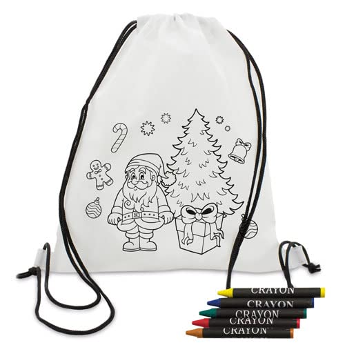 FUN FAN LINE® - Ensemble de sac à dos à colorier pour enfants. Idéal pour les cadeaux des enfants. Avec cinq crayons gratuits dans chaque sac à dos ! Conception de Noël Cover