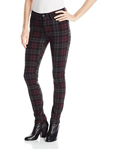 Buffalo David Bitton Womens Ivy High Waisted Plaid Five Pocket Pant in Red