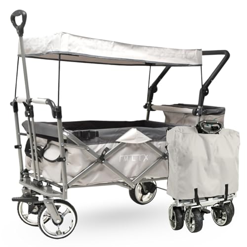 IMLEX Bollerwagen faltbar mit Dach IM-4268 Grau | Hohe Stabilität, 1X...