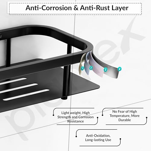 Image of Plantex 304 Stainless Steel Bathroom Shelf /Wall Mounted Shelf for Bathroom /Kitchen Wall Shelf /Washroom Accessories Set- Pack of 2 (15X5 Inches-Black Finish)