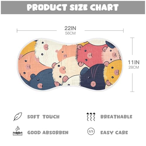 Bolaz Baby Burp Cloths 2 Pack,Colorful Guinea Pig Pattern,Feeding Cloths Face Towel Super Absorbent Soft Cotton Burping Rags Feeding Bibs3