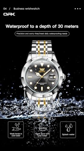 Image of OPK Watches for Men Diamond Roman Analog Mens Watches Waterproof Large Stainless Steel Men Wrist Watch Business Father Gift Watch