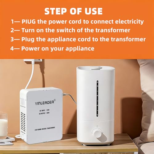 Image of 1000W US 120V to 100V JP Japan Voltage Converter Step Down Transformer | Yinleader Ideal for Japanese Turntable /Rice Cooker /Mochi Maker /Player /Cassette Deck /Heater /dehumidifier, etc.(White)