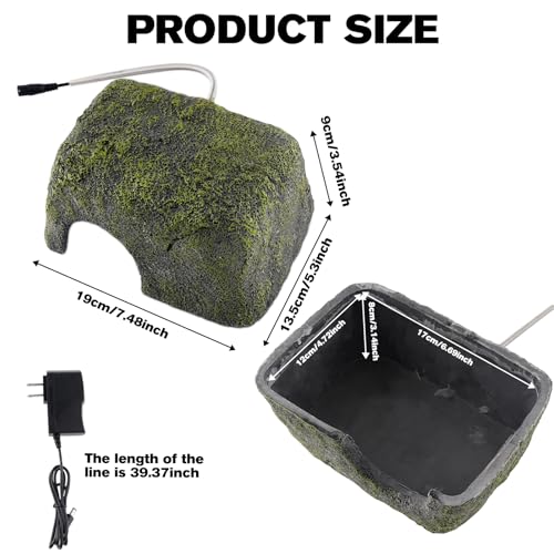 Image of Reptile Heated Rock Bearded Dragon Basking Platform with Hide Cave,12V Thermostatic Heat Rocks Reptiles Habitat Decor Accessories for Lizard Gecko Tortoise Snake