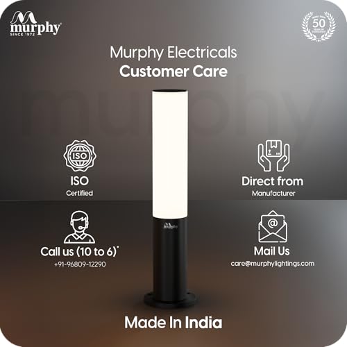 Image of Murphy Premium 9W LED Bollard Light Warm White | Outdoor Waterproof IP65 Rustproof Garden & Pathway Light (1.5 Ft) with 2 Year Warranty | Pack of 1