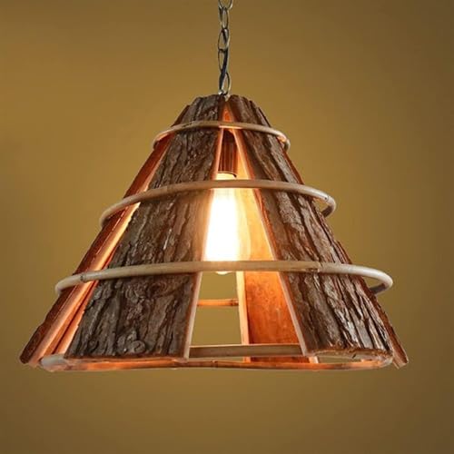 Lampe suspendue en bois réglable style campagnard pour restaurant et café