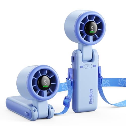 Diveblues Portable Handheld Turbo Fan, 5 Gear Wind, Battery Operated, Up to 12 Working Hours, 3 IN 1 Hand Fan with Air Turbo Tech Cooling Fan for Outdoor Activities, Travel, Working