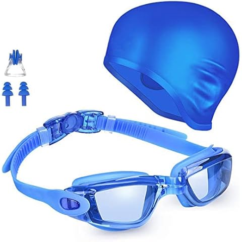 WHITESTAR LONDON Swimming Goggles with Cap - Anti Fog UV Protection Swim Glasses for Swim Workouts - Anti Leak Swimming Goggles for Kids and Adults Cover