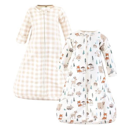 Image of Hudson Baby Unisex Baby Cotton Long-Sleeve Wearable Sleeping Bag, Sack, Blanket, Boy Woodland Pals, 3-9 Months