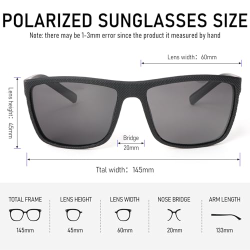 Polarized Sunglasses for Men Lightweight Rectangular Frame UV400 Protection Square Sun Glasses3