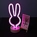 ENUOLI Decorative Rabbit Neon Sign Light Pink Led Cute Animal Neon Marquee Light with Base Art Wall Decor for Baby Room Child Party Christmas Party Table Art Decoration Best Gifts for Kids
