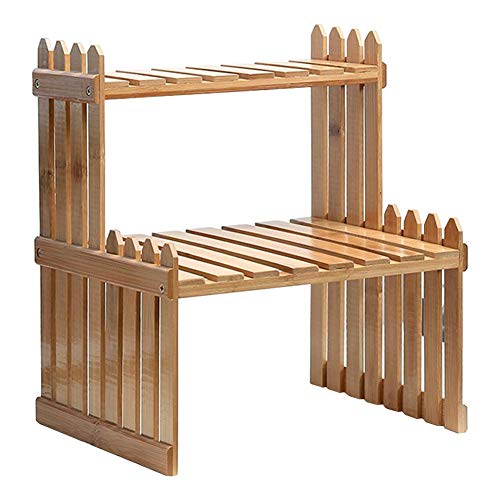 Estantes para plantas, soporte de flores, soporte de bambú, soporte de almacenamiento para plantas, 2 niveles para el hogar, oficina o escritorio