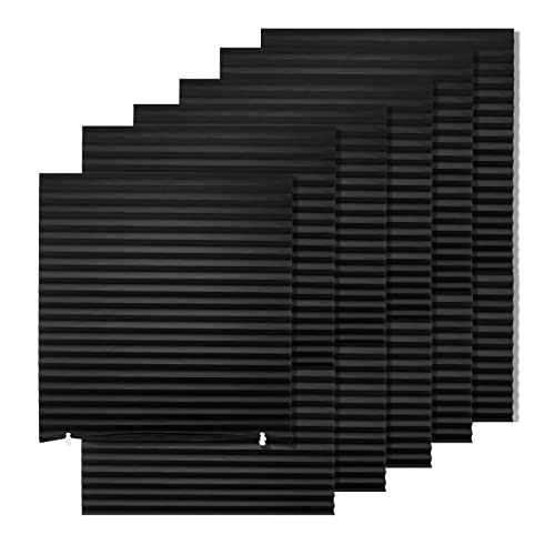 MYshade 6 Pack Temporary Blackout Paper Shades for Windows Paper Pleated Blinds with Adhesive No Tools No Drilling Free Cut Size Temporary Room Darkening Shades(Black 36 W x 72 H)