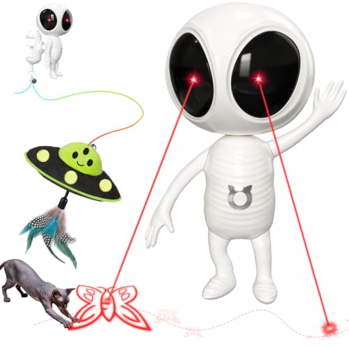 ORSDA Laser Cat Toys for Indoor Cats, 2 in 1 Interactive Automatic Dual Laser & Catnip UFO Dangler for Kitten Toys, Truly Random Trajectory Radar Motion-Activated, Rechargeable 4 Modes, Clamp Design