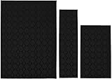 Garland Rug Sparta Non Slip Polypropylene 3-Piece Set (5'x7', 3'x4', 24'x60') Black Area Rug Set- Ideal for Living Rooms & Hallways, Stylish & Durable for High-Traffic Areas