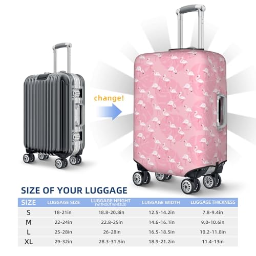 Flamingos And Flowers For Travel Luggage Cover Suitcase Protector Fits 18-32 Inch Travel Luggage Protector Elastic Luggage Anti-Scratch Suitcase Cover4