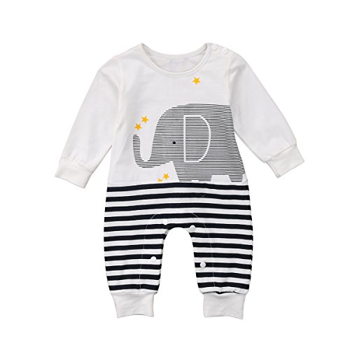 Emmababy Newborn Infant Baby Boys White Jumpsuit Girls Clothes Long Sleeve Romper Sweatsuit Animal Print 0-24M (White, 0-6M) Emmababy Newborn Infant Baby Boys White Jumpsuit Girls Clothes Long Sleeve Romper Sweatsuit Animal Print 0-24M (White, 0-6M)