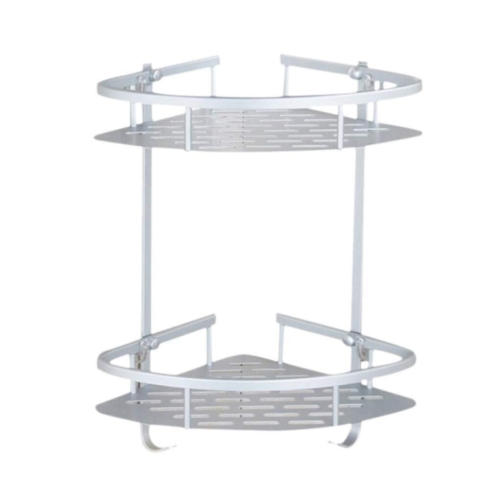 ZHANGLEIYV Dual Tier Corner Bathroom Shelf No Drilling Adhesive Wall Mounted Aluminum Shower Caddy 2-Tier Storage Rack for
