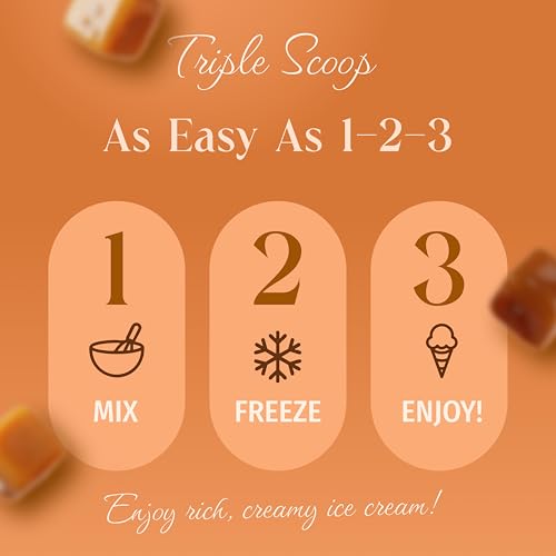 Triple Scoop - Premium Salted Caramel Ice Cream Mix For Ice Cream Maker. Simple, Easy, Delicious. From Gourmet Mix To Maker in 5 Minutes, Makes 2 Creamy Quarts, Made in USA (1 Pack, Salted Caramel)