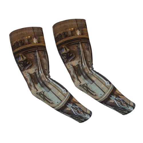 Btndqsjy Vintage Tools Hanging On A Wall In A Tool Shed Or Workshop Adult Ice Silk Cooling Arm Sleeves For Men Women,Breathable Elastic Arm Cover With Thumb.