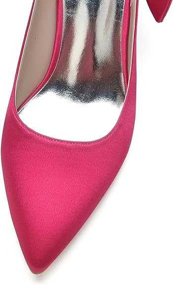 Women's Wedding Shoes for Bride High Heels Pointed Toe Bridal Shoes Satin Block Heels Prom Party Dress Pumps Sandals2