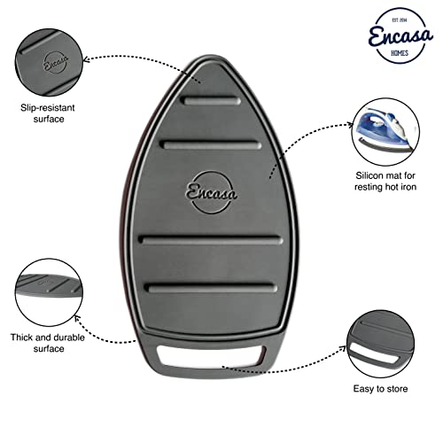 Image of Encasa XO Silicon Mat for Hot Iron Rest - Heat Resistant, Anti - Slip, Thicker Pad for Protecting Your Table During Ironing, Non-Burning, Machine Washable, Durable - Grey