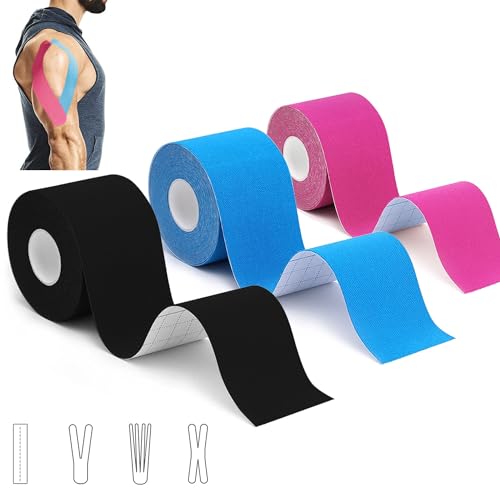 3 Rollen Kinesiologie Tape (5m x 5cm), Profi Kinesiotapes Physio Tape Set