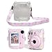 for Instax Mini 12 Case, Instant Camera Case Protective Camera Case with Shoulder Strap and Sticker, Protective Clear Case for Instax Mini 12 Instant Camera (Pink)