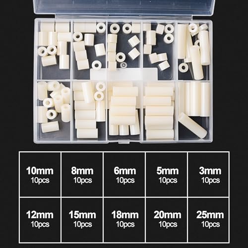 image for Exqutoo White ABS Round Washers ID 3.2mm, OD 7mm, 3mm 5mm 6mm 8mm 10mm