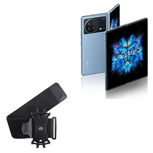 BoxWave Holster Compatible with vivo X Fold+ - ActiveStretch Sport Armband, Adjustable Armband for Workout and Running - Jet Black