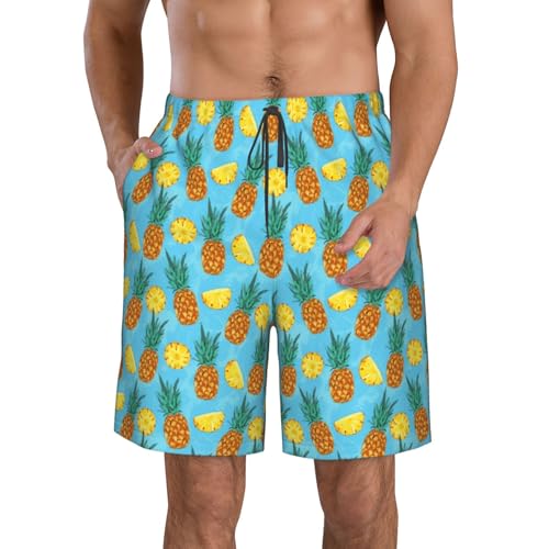 Men's Beach Shorts Swim TrunksFun Patterns Fresh Pineapple Print for Surfing Running Summer Vacation