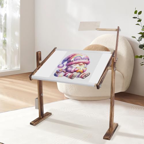 Image of Cross Stitch Needlework Embroidery Hoop, Needlework Table and Lap,Embroidery Cross Stitch Hoop Stand, 360 Degree Adjustable Cross Stitch Rack for Home and Embroidery Studio