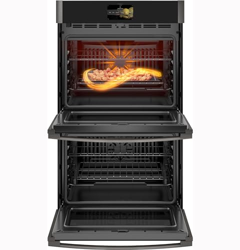 Image of GE Profile 30 in. Smart Double Electric Wall Oven with Convection Cooking in Fingerprint Resistant Black Stainless Steel PTD7000BNTS