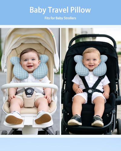 Image of KAKIBLIN Baby Travel Pillow, Upgraded Baby Neck Pillows for Car Seat, Infant Neck Support Pillow for Head and Neck,Newborn Head Support for Car Seat,Pushchair