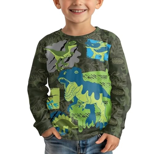 Boys Long-Sleeved T-Shirt Casual Crewneck T Shirts for Kids 3-16Y Boy's Tops Fall Spring Tees for Boys Daily Wear