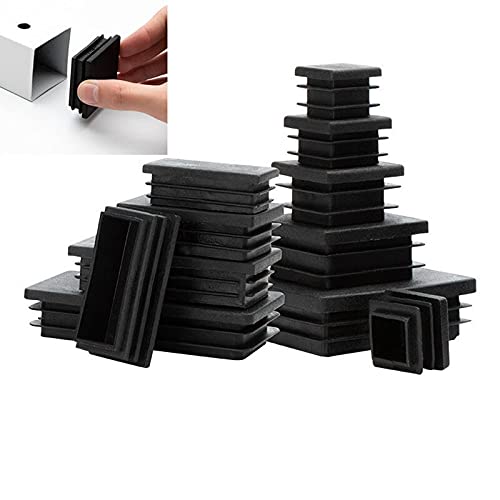 16 stuks - Verschillende maten - Vierkante buis geribbelde inzetstukken eindkappen stoppers pluggen voor tafelstoel en meubelpoten van Lifeswonderful (16 mm, zwart