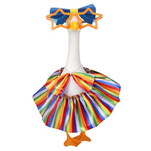 Skicuff Pride Day Rainbow Bikini Goose Outfit for 23lawn Cement Goose Including Top Skirt Bow Hair Accessory and Sunglasses for Lgbtq Pride Month Party Patio Yard Garden