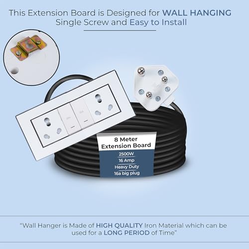 Image of Extension Board Heavy Duty Multi Socket 15A /16A /20 (2500 Watts 16A Big Plug and Two 16A Socket and Two 20A Switch, 8 Meter)