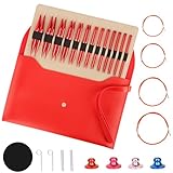 Rundstricknadel Set Austauschbar, 13 Paare, 3-10 mm, Professionelles Strickzubehör Set für Anfänger & Erwachsene, Einfache Bedienung, Stricker Geschenk Rot(Red)