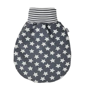 Lilakind Baby kinderen katoenen jersey zomer winter trappelzak sterren grijs wit maat S-XXL – Made in Germany, grijs wit, 60 cm Lange