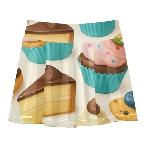 Girls' Shorts Athletic Skorts Tennis Skirts for Kids Cheer Butterfly Skirt Cute Colorful Cartoon Desserts 3t