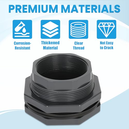 MARGAR 4“ Bulkhead Fitting for Tank, Industrial UPVC Water Tank Connector Adapter Fitting for Rain Barrels，Ponds，Pools，Aquariums by MARGAR - Image 4