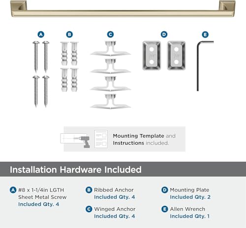 Image of Amerock Mulholland 24 inch Golden Champagne Towel Bar