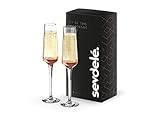 Premium Champagne Glasses Set - sevdele Love Series Toasting Flutes Wedding Set - Stylish Champagne Glass Set for Engagements - Affordable, Durable Champagne Flutes, Hand Blown - Rose Gold Set of 2