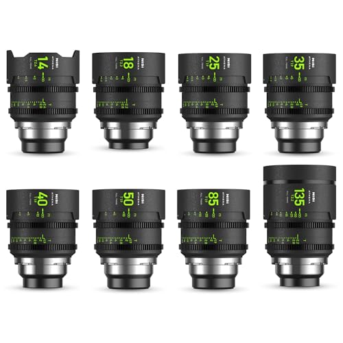 Image of NiSi - Athena Prime Master Kit PL Mount - 8-Lens Kit Includes (14mm T2.4, 18mm T2.2, 25mm T1.9, 35mm T1.9, 40mm T1.9, 50mm T1.9, 85mm T1.9, 135mm T2.2) Wide Angle Cinema Lens Full Frame with Hard Case