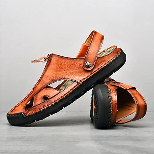 Men's Sandals Breathable Beach Shoes Leisure Flats Men Casual Shoe Slip on Retro Sandals(44)2