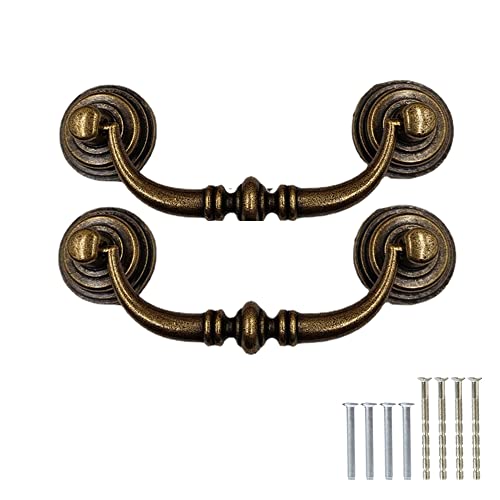 2 Pack Brass Vintage Cabinet Handle