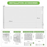 HAPPY FINDING Treppenschutzgitter Ausziehbar Extra Breit 350cm | 84 cm Hoch | Mühelos EIN klick Schloss | Einhändig Bedienbar | Türgitter ausziehbar aus PVC ABS für Treppen/Türen/Innen & Außen